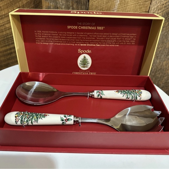 NEW Spode Christmas Tree Salad Server  Set of 2 NEW in Box - Picture 4 of 6